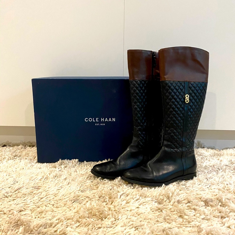 Cole Haan Quilted Leather Rigby riding Boots 6B